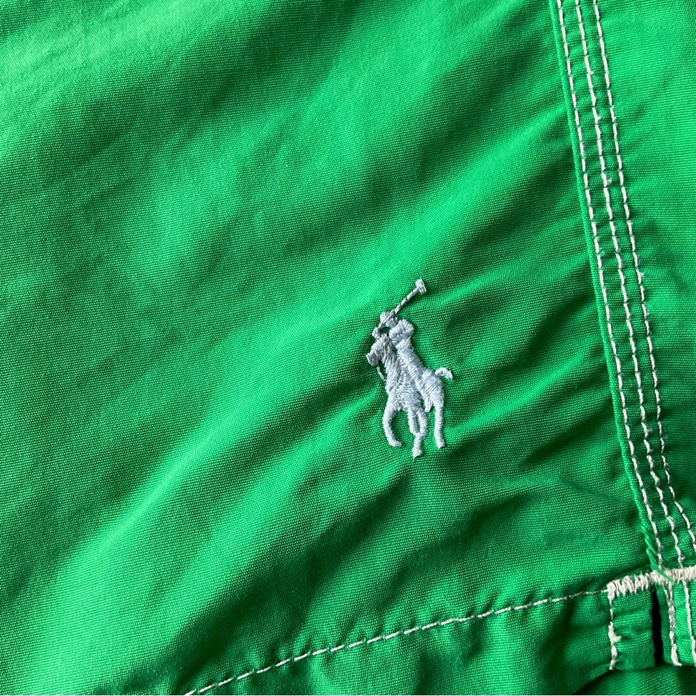 POLO RALPH LAUREN Swim Trunks Preppy Logo Classic Green Bathing Suit Mens Sz LT - Picture 2 of 14